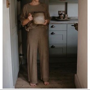 NWT The Simple Folk 100% organic cotton Wide Leg Terry pants